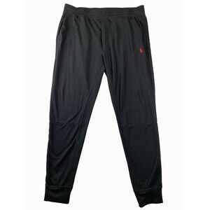 Polo Ralph Lauren Black Jogger Sweatpants Men’s L Red Pony Logo Drawstring